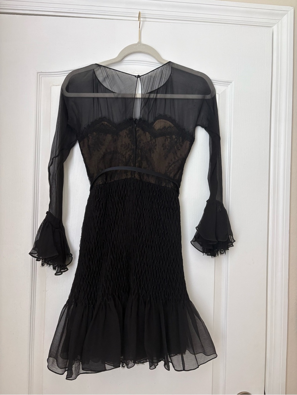 Vintage Oscar de la Renta Lace Bodice Black Cocktail Dress - Picture 4 of 9